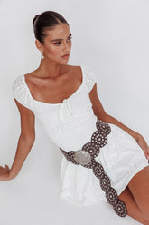 Mirela Cap Sleeve Lace Mini Dress White